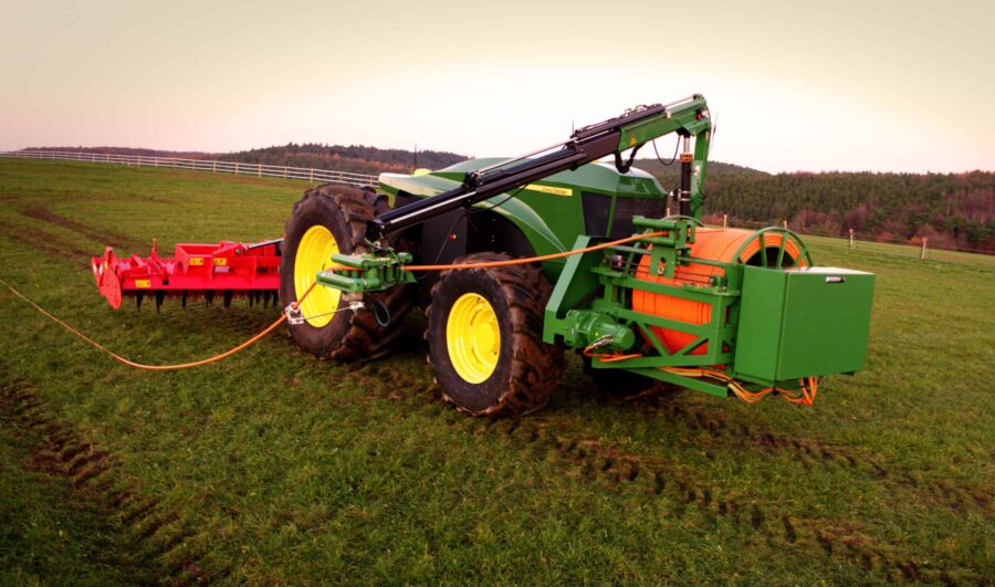 Electric tractor powered by cable